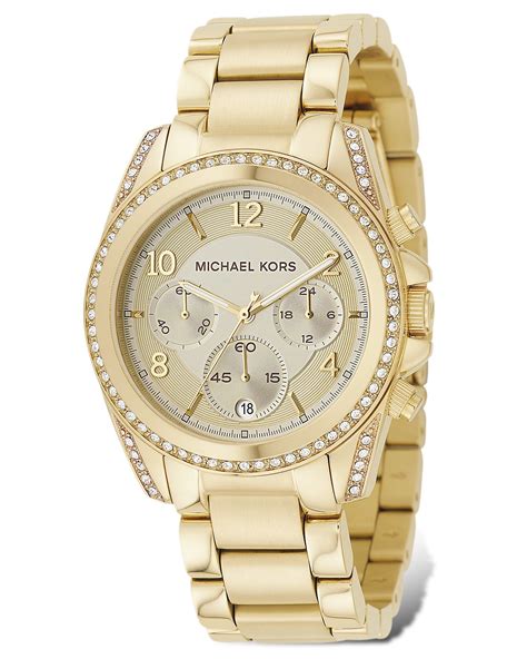 michael kors men's gold watch with crystals|Michael Kors chronograph gold.